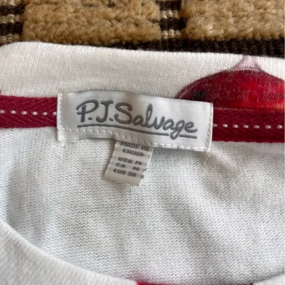 P.J. Salvage Wine Print Pajama Set - shorts + long sleeve top - Picture 5 of 7